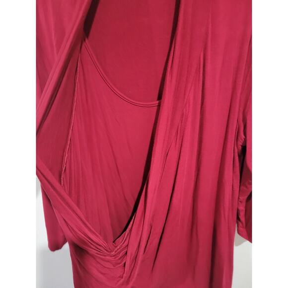 Rhonda Shear Women’s Burgundy 2-in-1 Draped Front Top Size Large - Picture 5 of 7